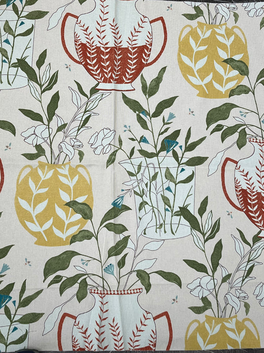 Blossoms & Vessels Clay Upholstery/Drapery Fabric by Elana Gabrielle