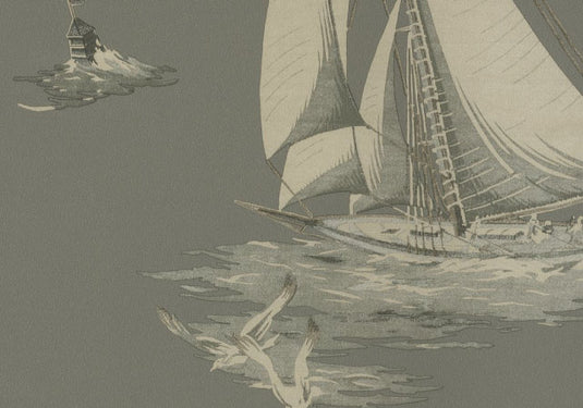 Down Easter Boats CL Fog Double Roll of Wallpaper  by Ralph Lauren