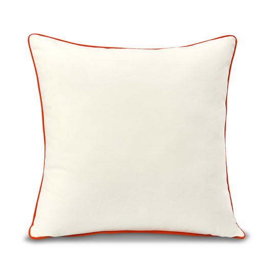 22x22 Sunreal White with Orange Piping pillow