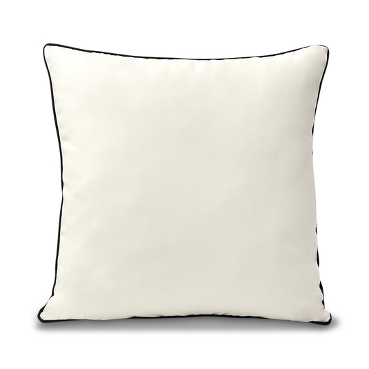 22x22 Sunreal White with Black Piping pillow
