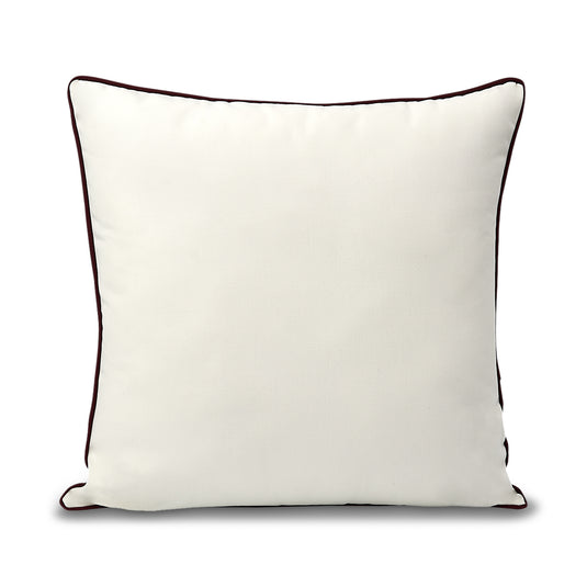 22x22 Sunreal White with Burgundy Piping pillow