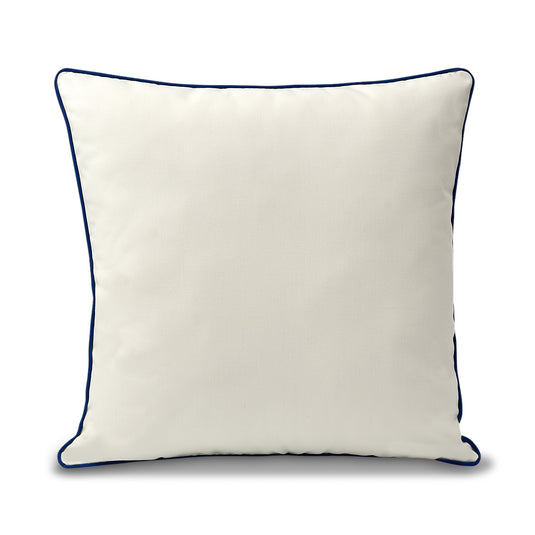 22x22 Sunreal White with Blue Piping pillow