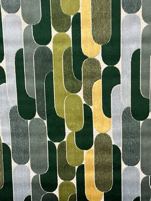 Park Geometric Green Velvet Upholstery Fabric by Ralph Lauren