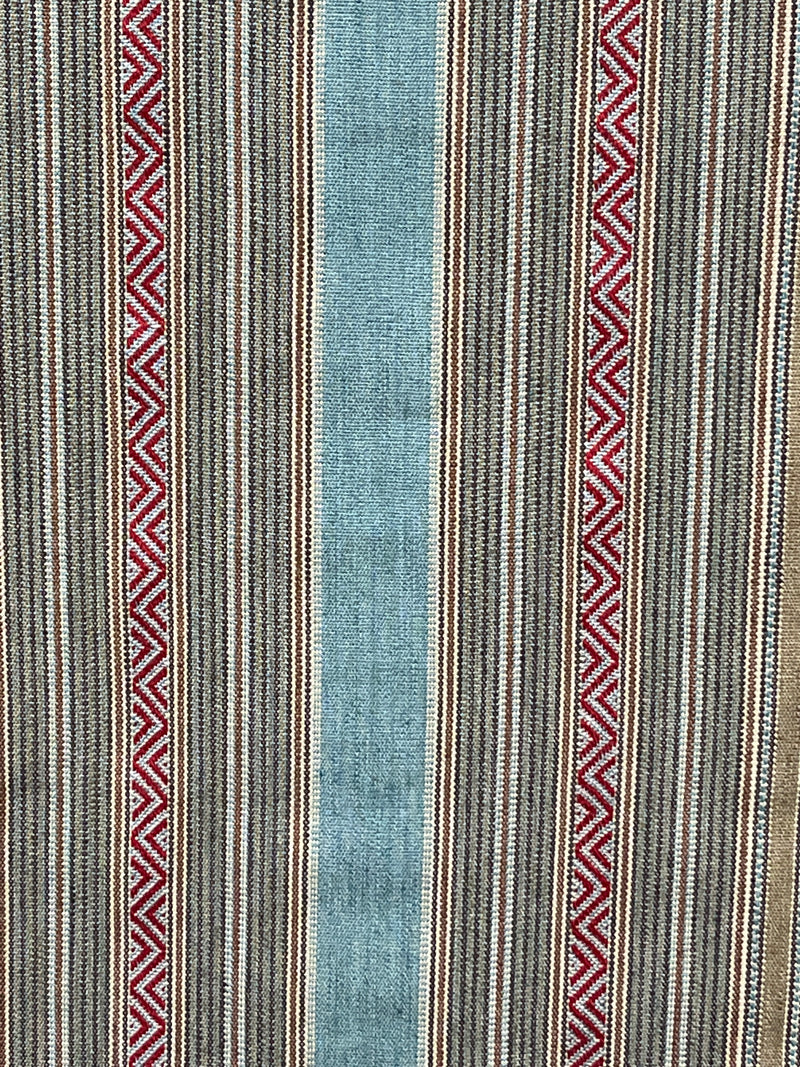 Load image into Gallery viewer, New Blue Mesa Stripe Turquoise Upholstery Fabric by Ralph Lauren
