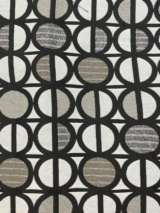 Circle Domino Black Upholstery Fabric