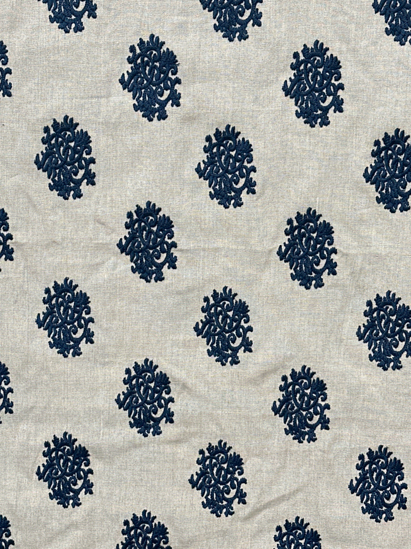 Load image into Gallery viewer, Delprine Embroidery Indigo Upholstery/Drapery Fabric by Ralph Lauren
