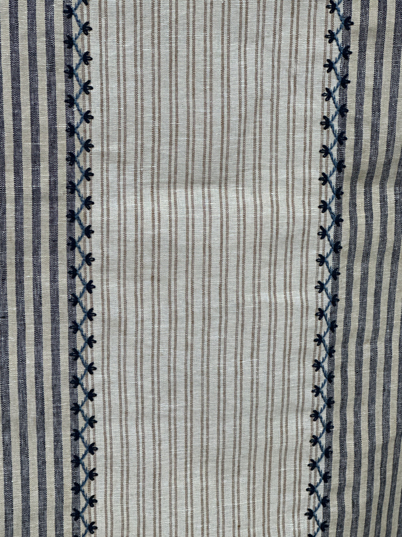 Load image into Gallery viewer, Carleigh Emb. Ticking Denim Upholstery Fabric by Ralph Lauren
