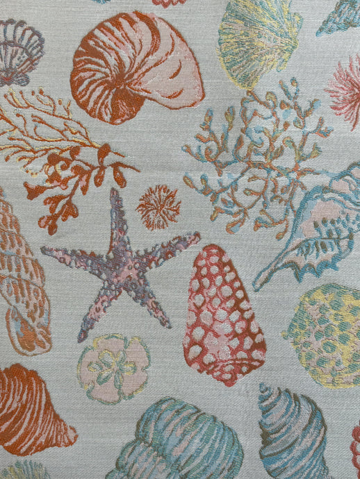 What The Shell Turquoise Upholstery Fabric
