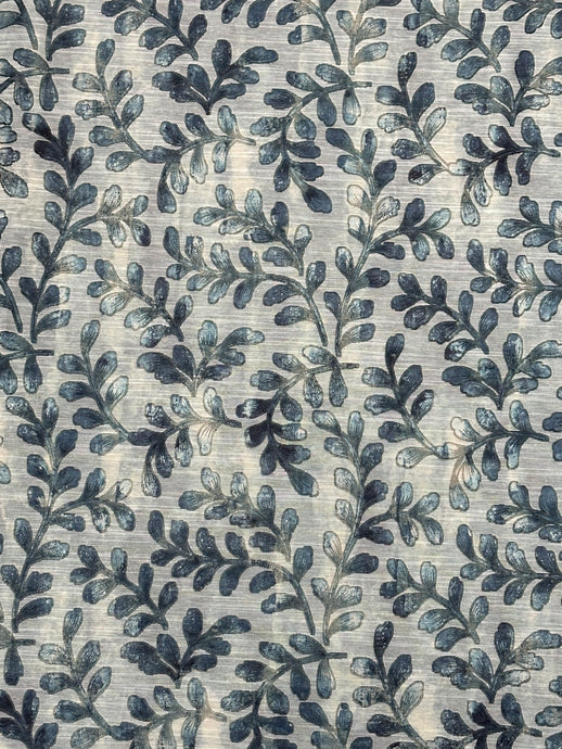 Leafing Through Indigo Upholstery/Drapery Fabric by P. Kaufmann