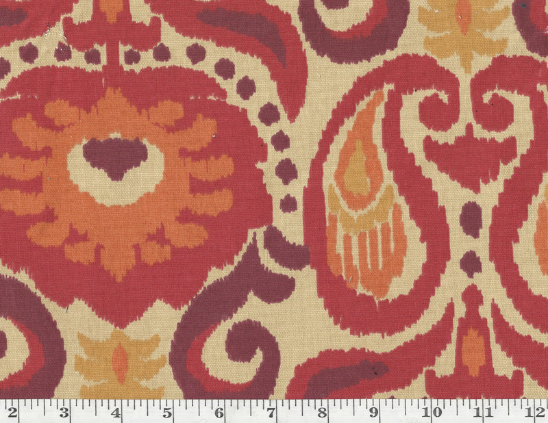 Load image into Gallery viewer, Grand Ikat CL Persimmon Drapery Upholstery Fabric by Golding Fabrics
