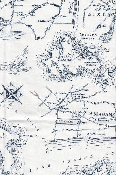 Hampton's Map CL Navy on White Drapery Upholstery Fabric by Ralph Lauren