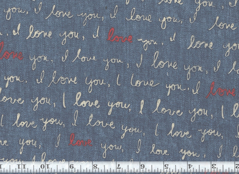 Load image into Gallery viewer, I Love You CL Denim Drapery Upholstery Fabric by PK Lifestyles (Waverly)
