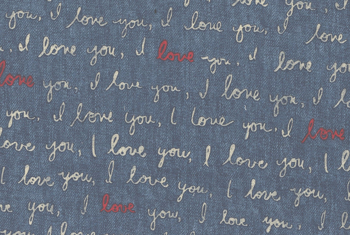 I Love You CL Denim Drapery Upholstery Fabric by PK Lifestyles (Waverly)