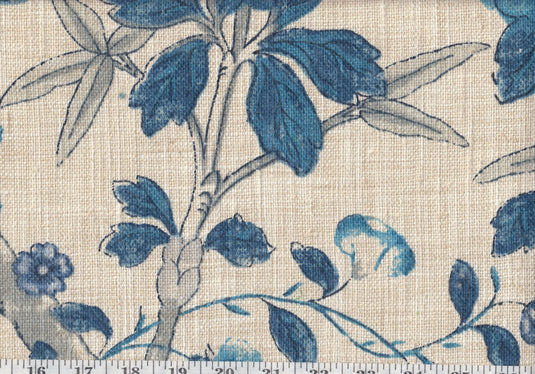 Flower Song CL Delft Drapery Upholstery Fabric by  P Kaufmann