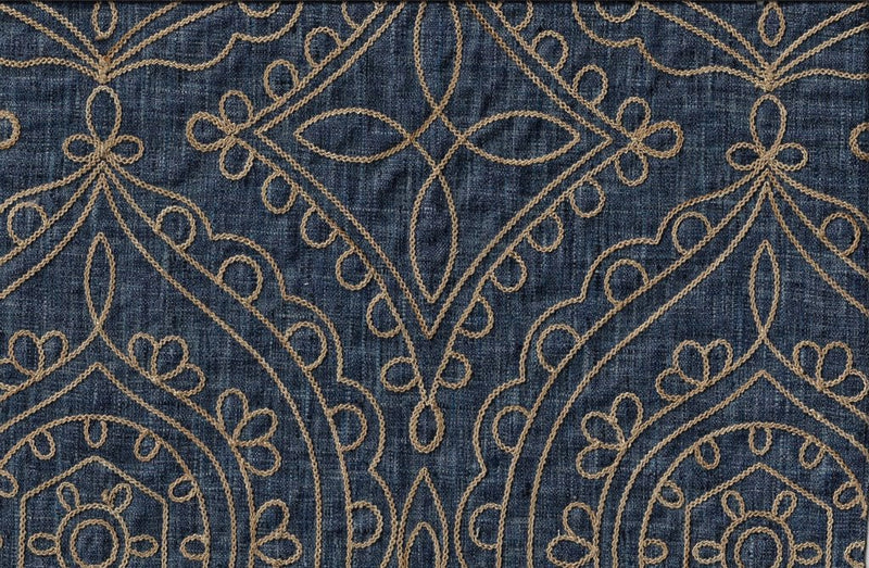 Load image into Gallery viewer, Timelessness CL Indigo Embroidered Drapery Upholstery Fabric by  P Kaufmann
