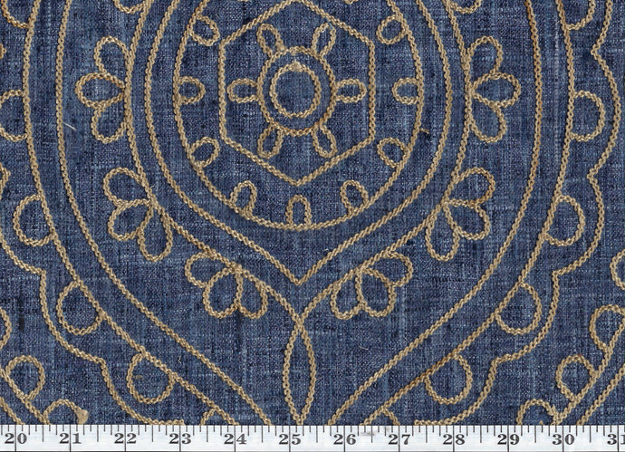 Timelessness CL Indigo Embroidered Drapery Upholstery Fabric by  P Kaufmann