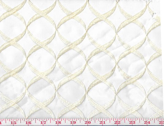 Ventura CL Cream Embroidered Sheer Drapery Fabric by Western Textiles