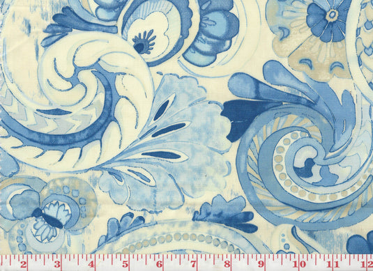 Sarong Swirl CL Porcelain Drapery Upholstery Fabric by PK Lifestyles