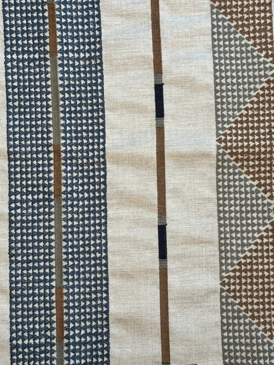 Pyramid Stripe Moonstone Outdoor Upholstery Fabric by Sunbrella