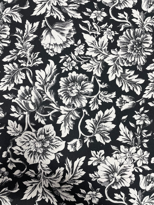 Botanical Bliss' Floral Print Curtains (Black/ Milky White) – Spiffy Spools