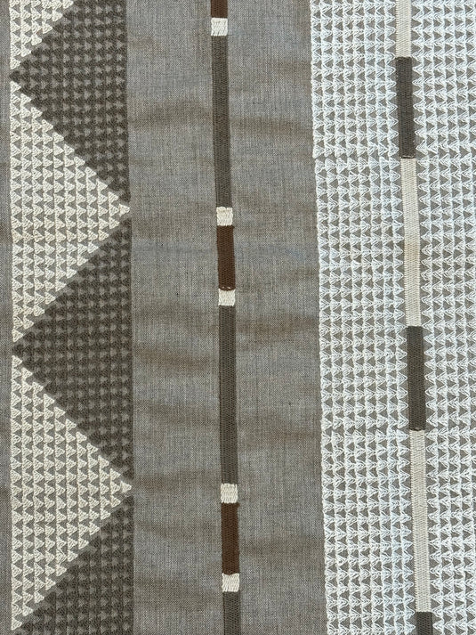 Pyramid Stripe Sandstone Outdoor Upholstery Fabric by Sunbrella