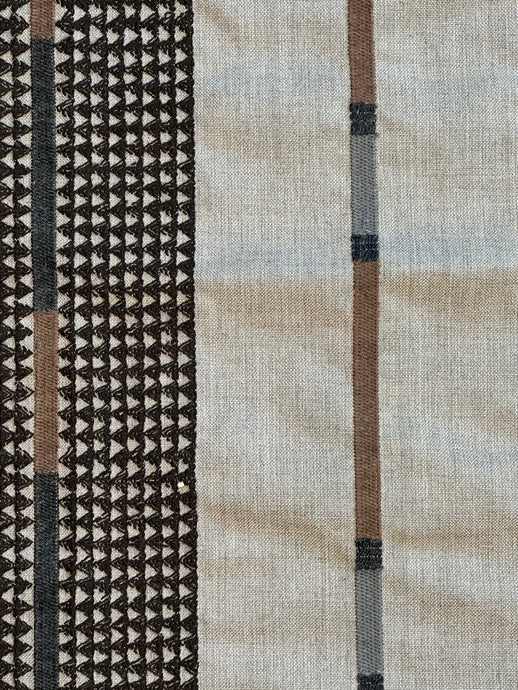 Pyramid Stripe Expresso Outdoor Upholstery Fabric by Sunbrella